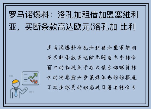 罗马诺爆料：洛孔加租借加盟塞维利亚，买断条款高达欧元(洛孔加 比利时)